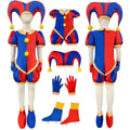 Cosplay costume with hat and accessories: blue/red romper, yellow-trim gloves, red/blue shoes