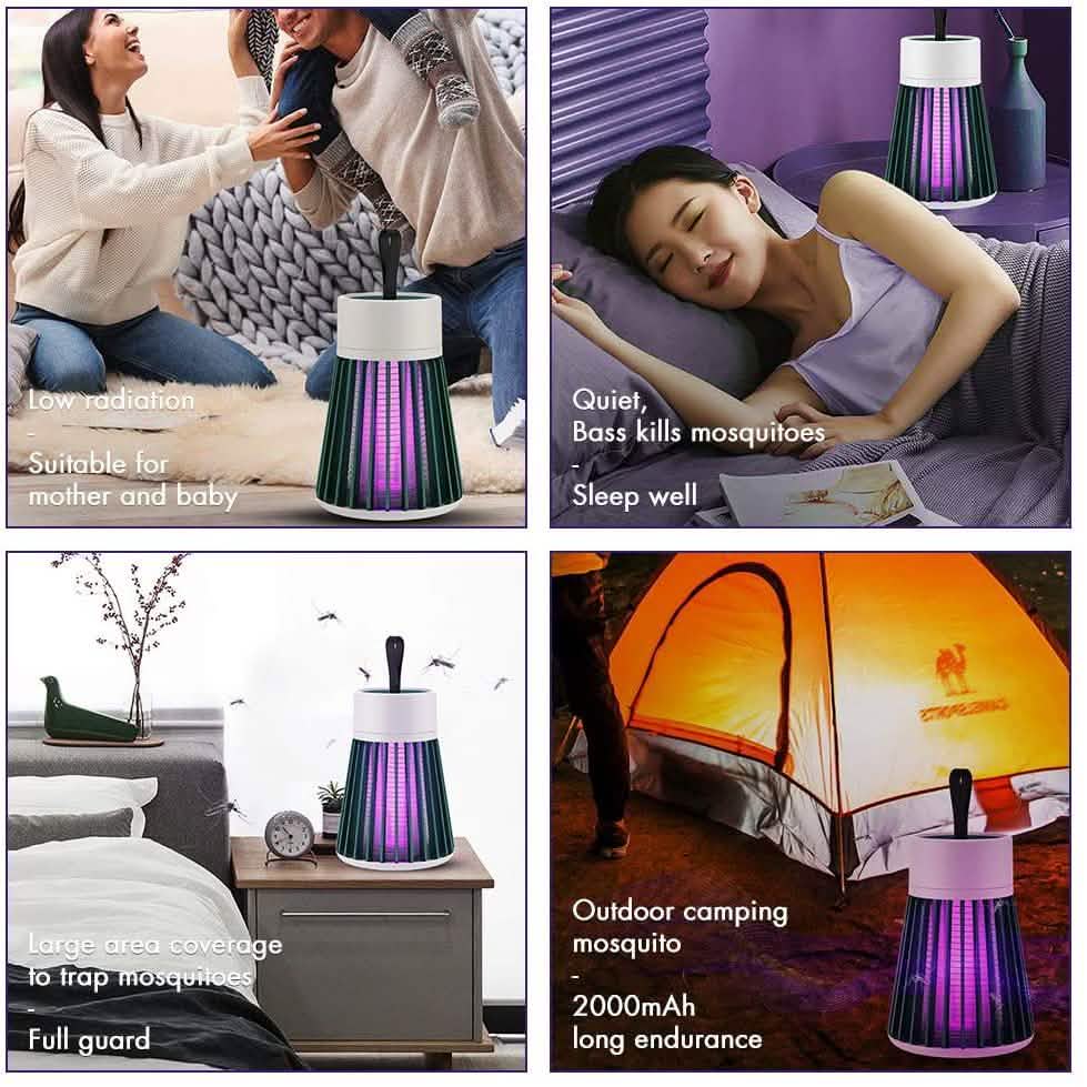 Portable USB mosquito killer LED lamp with purple glow for indoor and outdoor use