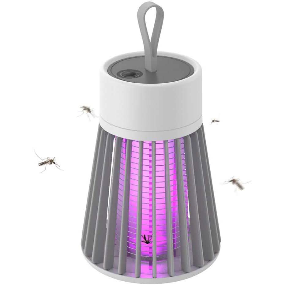 Portable USB mosquito killer LED lamp with white body and purple light