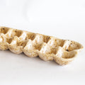 Ceramic egg carton with 12 curved cups, speckled beige and brown