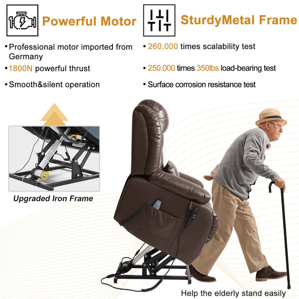 Lay Flat Power Lift Chair Recliner with Heat & Massage | Latitude Run