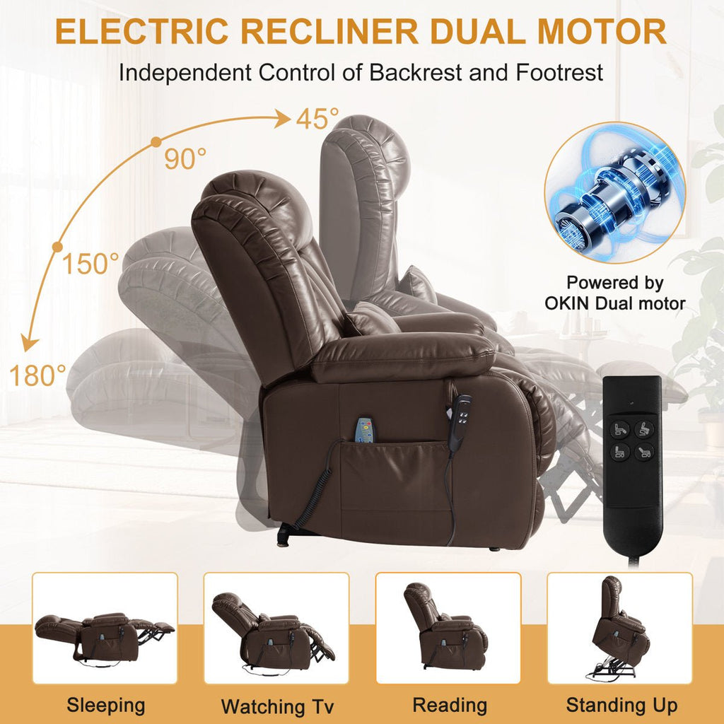 Lay Flat Power Lift Chair Recliner with Heat & Massage | Latitude Run