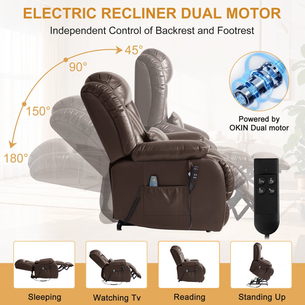 Lay Flat Power Lift Chair Recliner with Heat & Massage | Latitude Run