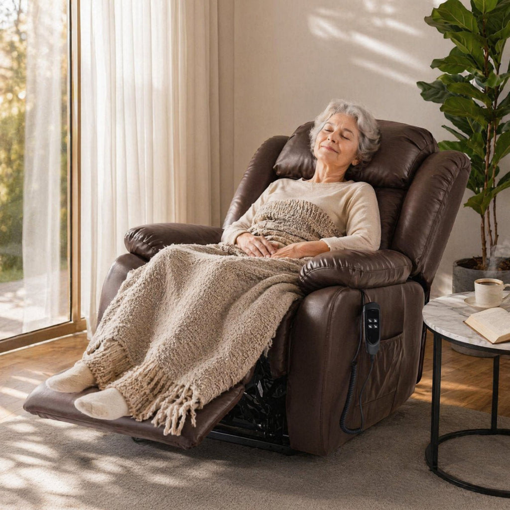 Lay Flat Power Lift Chair Recliner with Heat & Massage | Latitude Run