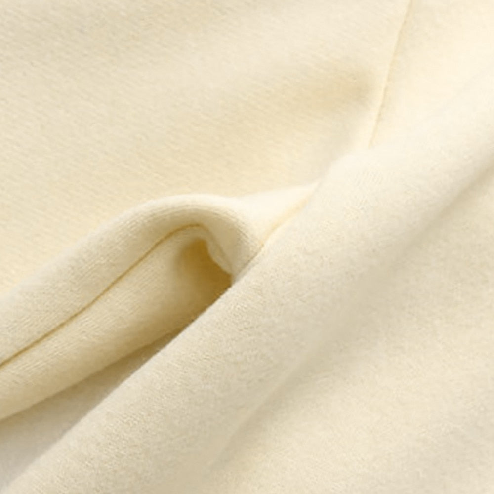 Light yellow hoodie knit fabric close-up