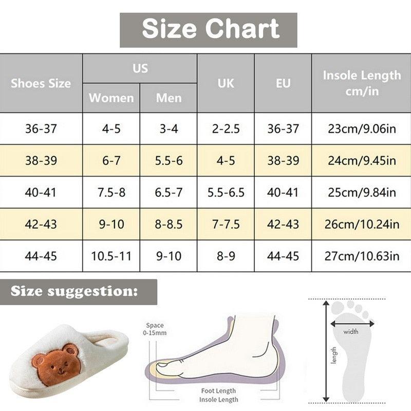 Slippers size chart infographic with measurement guide and shoe illustration