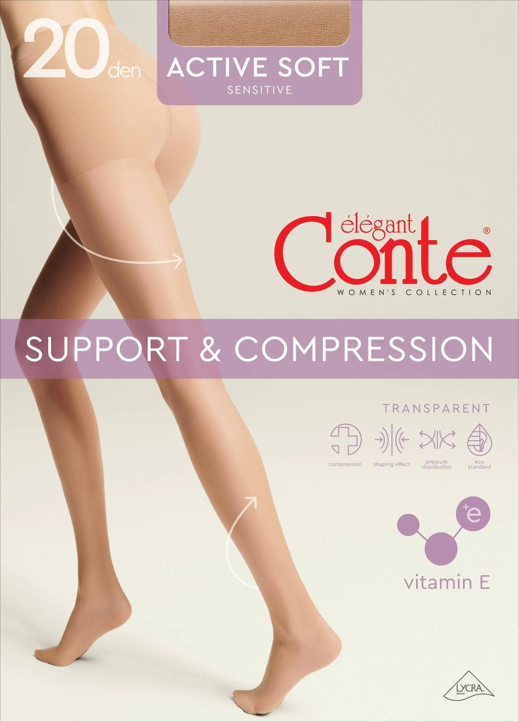 20 den shaping tights in nude-brown with light compression and Vitamin E detail