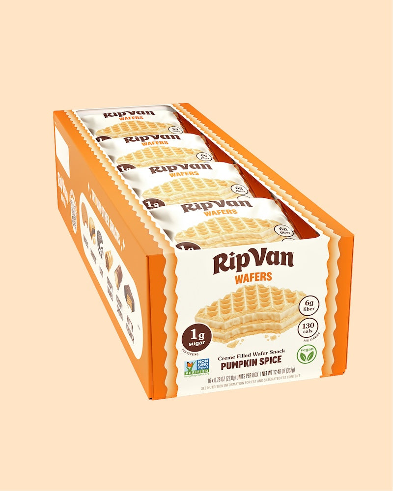 Pumpkin spice wafer snack box, 16 count, RipVan Wafers