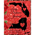Long distance journal notebook with black heart-shaped state silhouettes on red cover