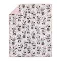 Minnie Mouse crib comforter blanket with grey and pink cartoon character print