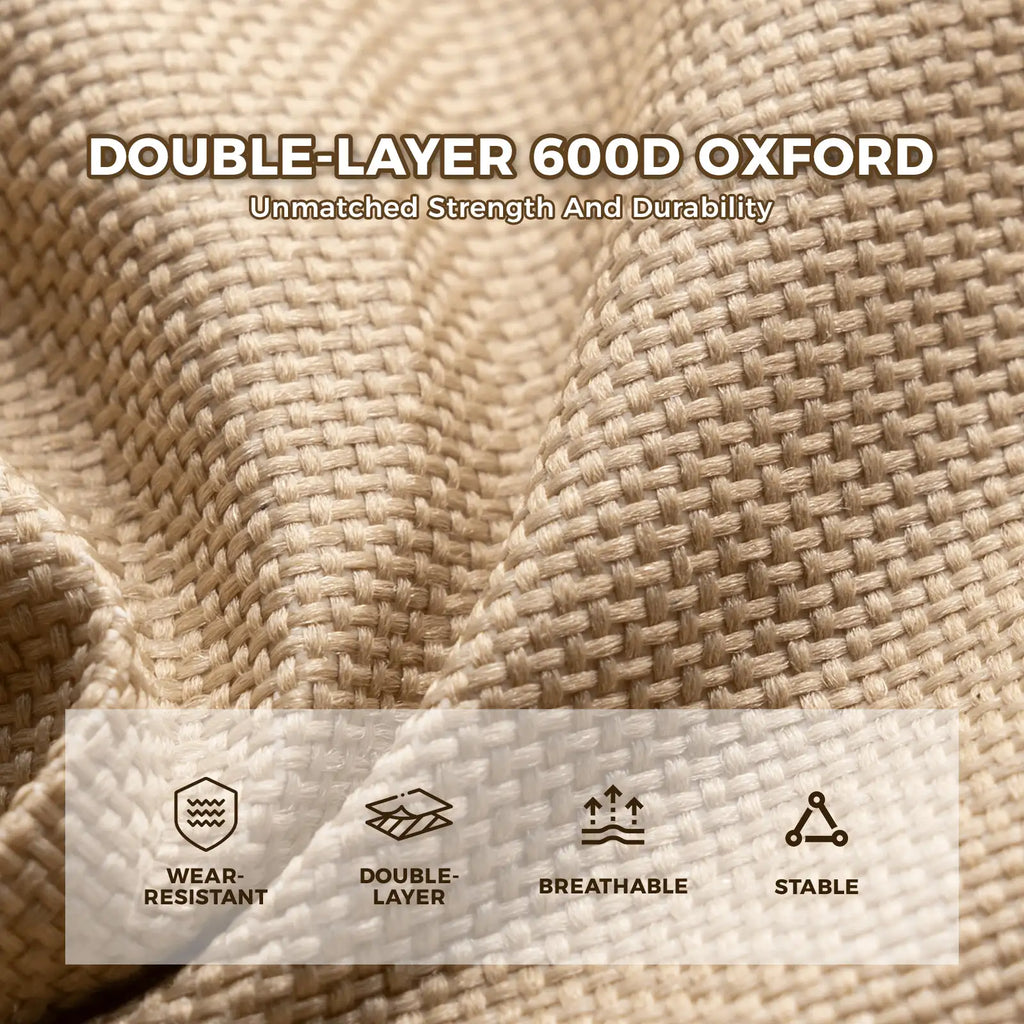 Beige 600D Oxford camping chair fabric with wear-resistant, double-layer, breathable panels
