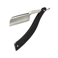 Straight razor with black handle and silver blade