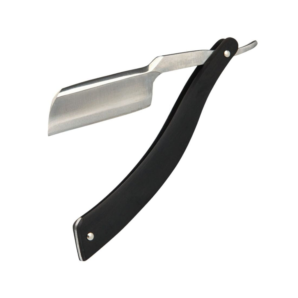 Straight razor with silver blade and black handle