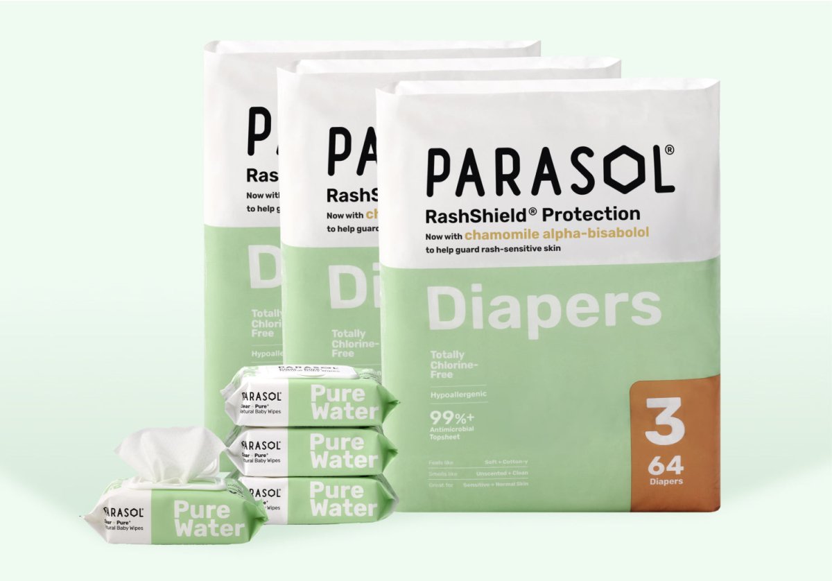 PARASOL RashShield® diapers and Pure Water wipes multipack, with 3-count package