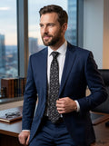 Calvin Klein men's slim silk tie, black with geometric hexagon grid pattern