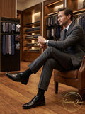 Black embossed patent derby shoes with lace-up design, low heel sole.