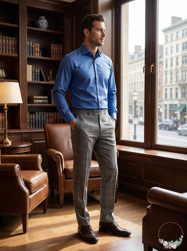 Calvin Klein men's slim-fit dress pants, charcoal mini-check pattern, belt loops