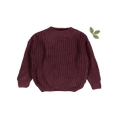 Mulberry chunky knit sweater with ribbed crew neck and long sleeves, thick texture