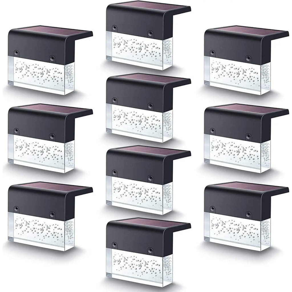 Multi-pack of black RGB solar fence step lights with frosted lower panels