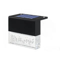 Black RGB LED solar fence step light with frosted lens and solar panel top