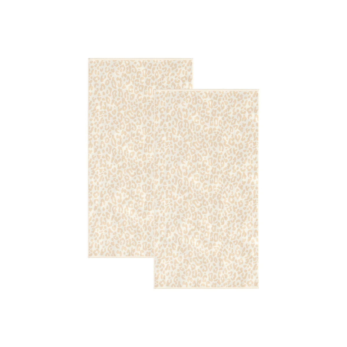Cotton velour beach towels in beige with light leopard print (set of 2)