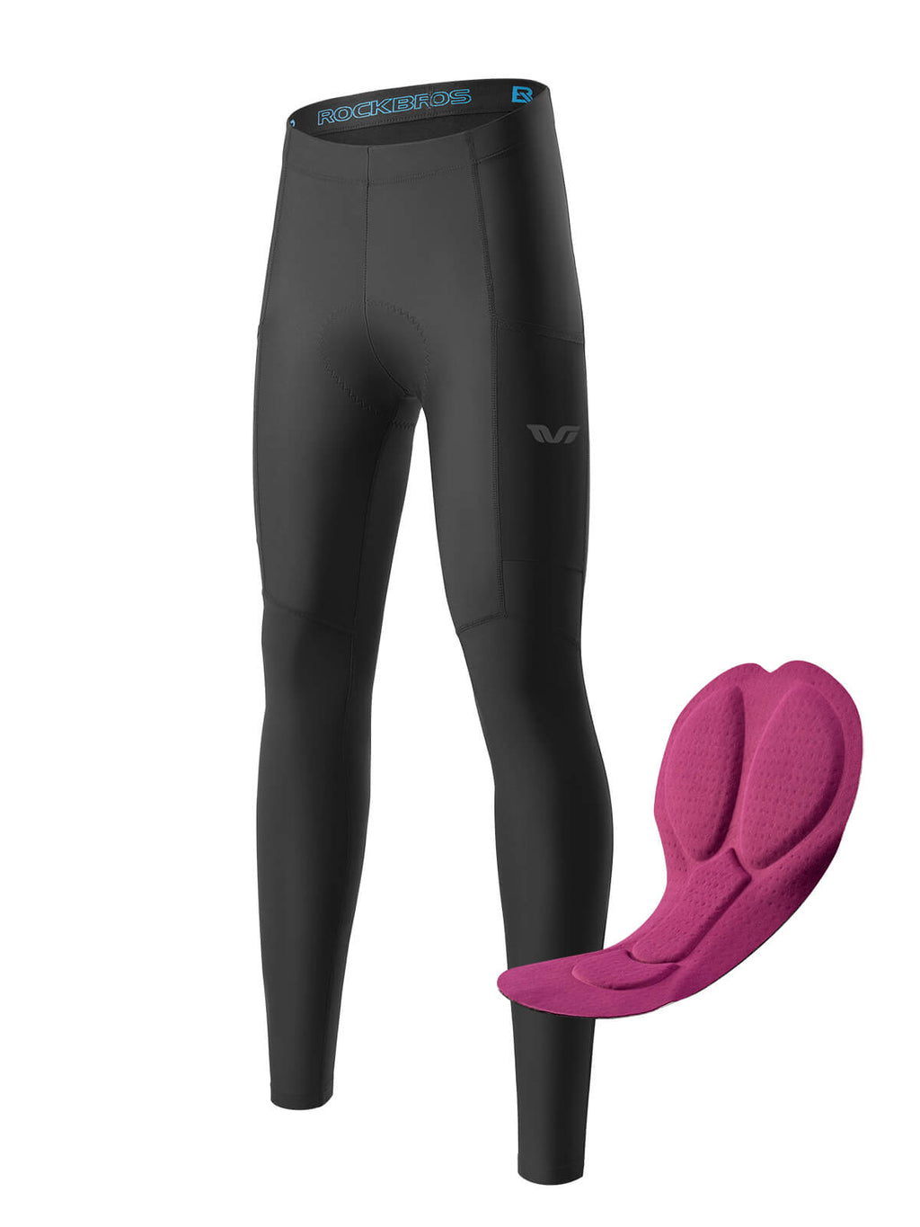 Women's black thermal cycling tights, full-length with contoured knee panel