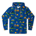 Blue Peanuts Halloween performance hoodie with kangaroo pocket and yellow drawstring hood