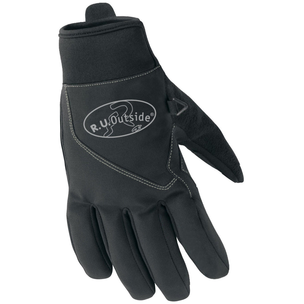 Black R.U.Outside gloves with padded palm and raised finger panels