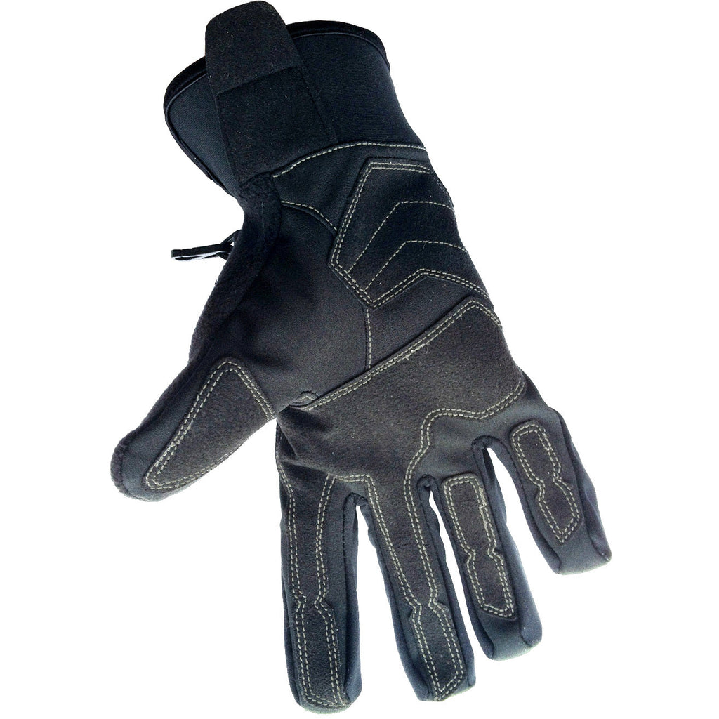 Black gloves with R.U.Outside logo, textured palm grip and contrast stitching