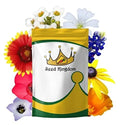 Wildflower seed pack pouch with gold and green packaging and Seed Kingdom label