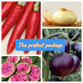 Vegetable seed package collage with 'The prefect package' callout and vegetable photos.