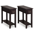 2 Pieces 2 Tier Sofa Side End Table with Drawer and Open Shelf