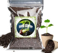 Seed starter potting soil mix, 1 qt bag with dark soil and small seedling pots