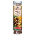 Scented pinecone ornament cylinder with Spiced Pine Cones label