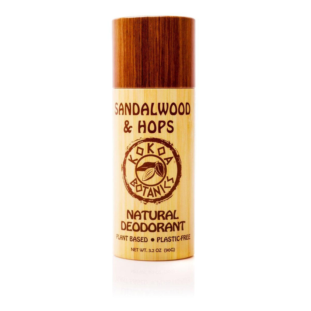 Natural deodorant stick, Sandalwood & Hops scent, wooden cap