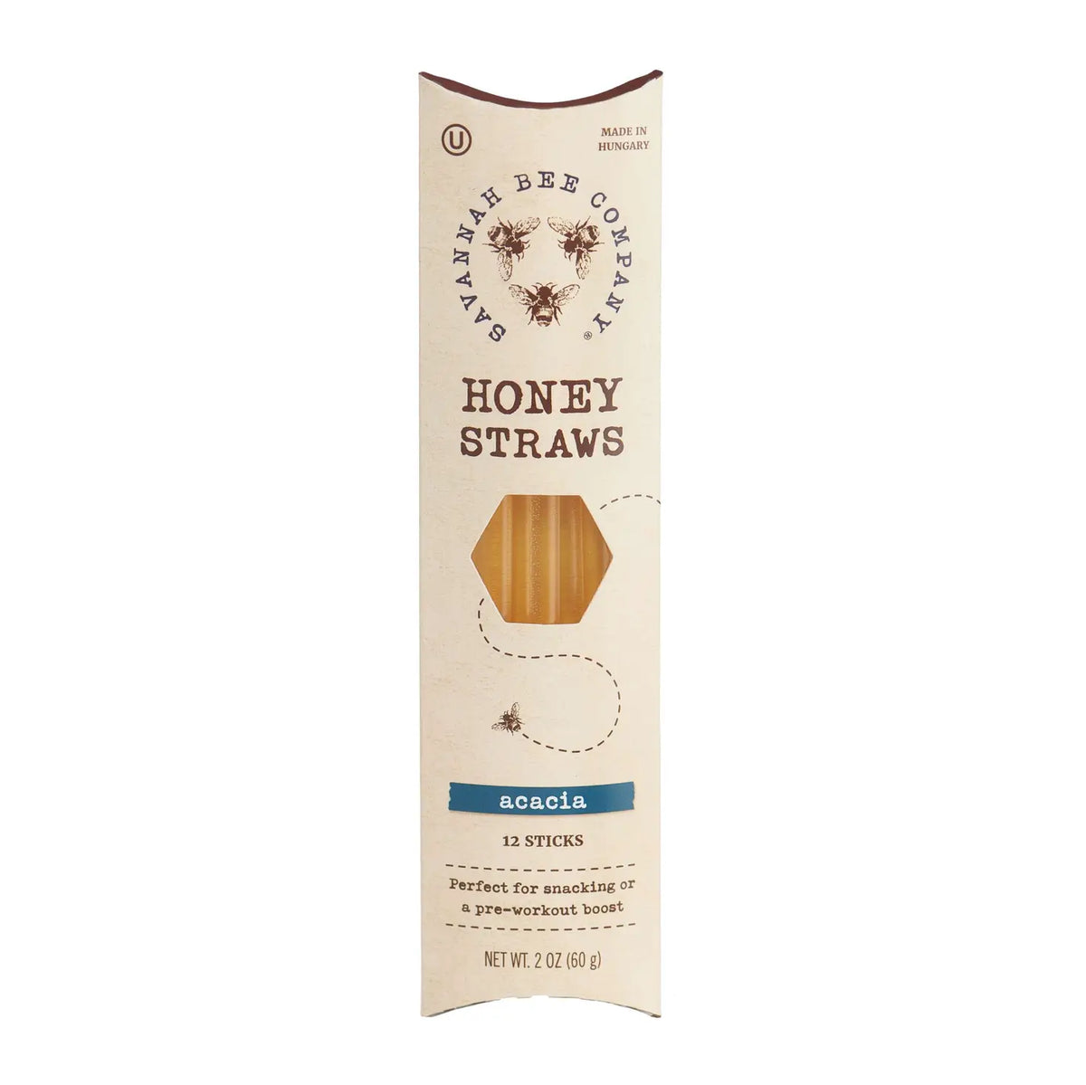 Acacia honey straws carton with 12 sticks