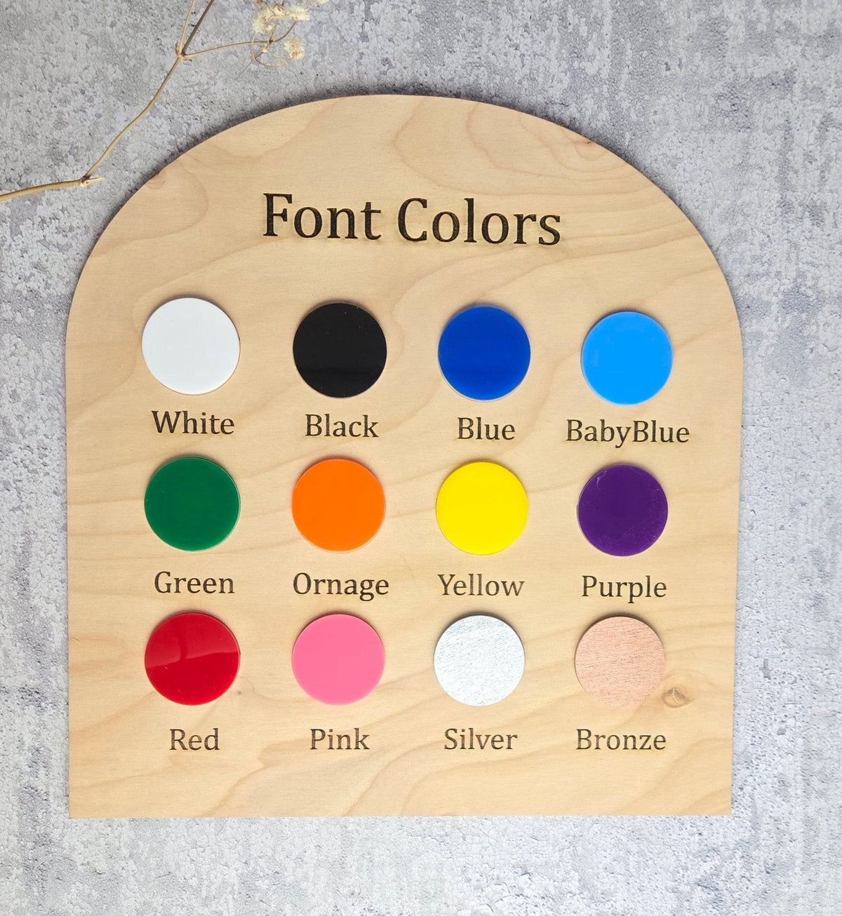 Wooden font color board with round chips for White, Black, Blue, BabyBlue, Green