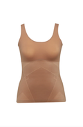 Cafe au lait shaping tank top with U neckline and seamless underbust panel