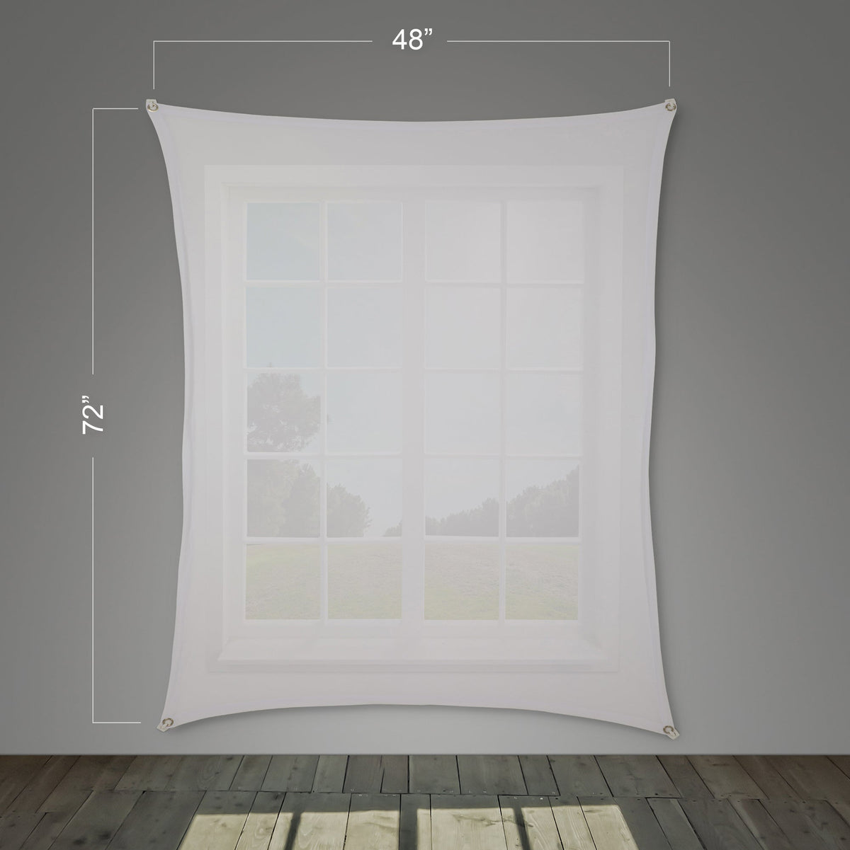 Translucent projection screen, 48 x 72 in, with corner grommets.