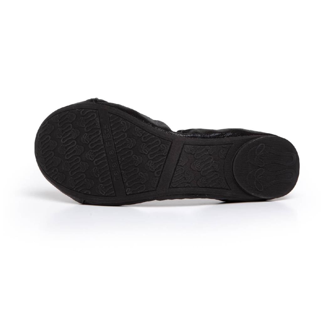 Black outsole of ballet flats with textured grip pattern