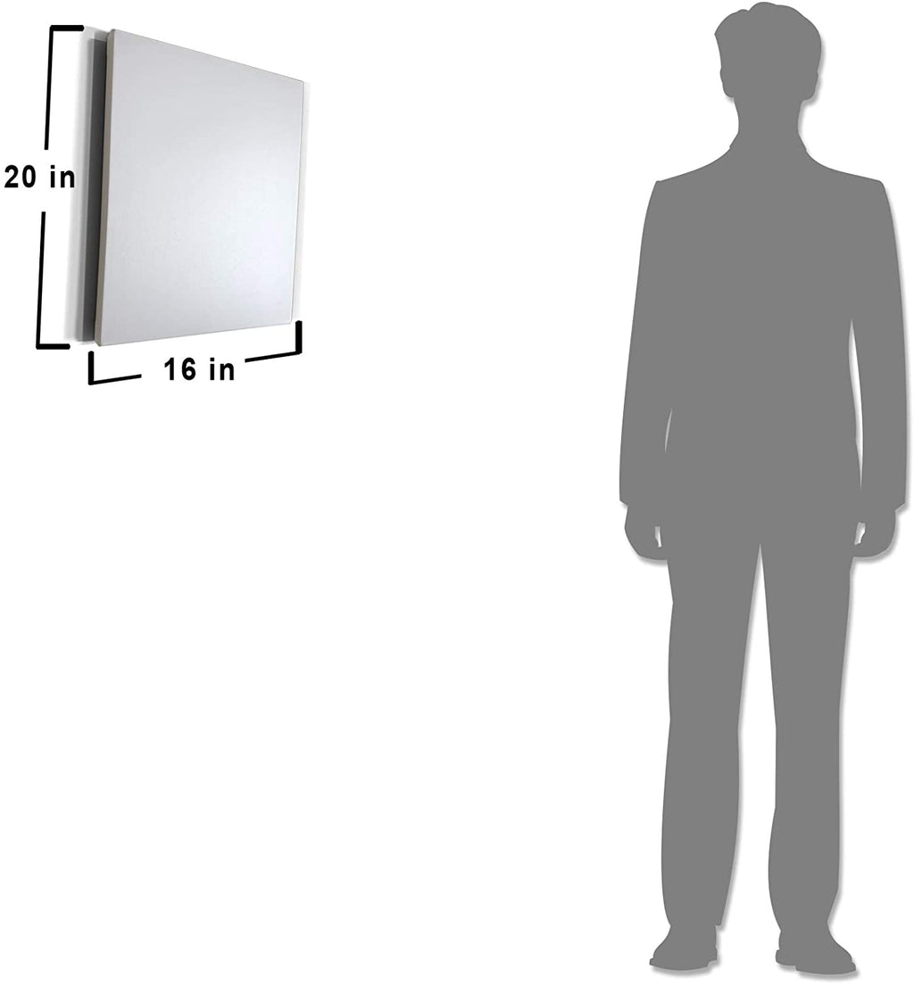Canvas wrap size 16 in by 20 in, shown with a full figure for scale.