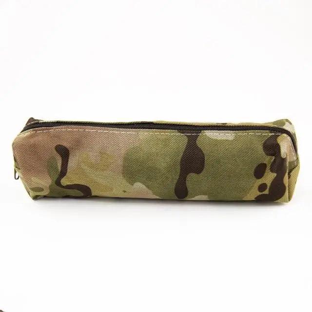 Tan camouflage pencil case pouch with zip closure