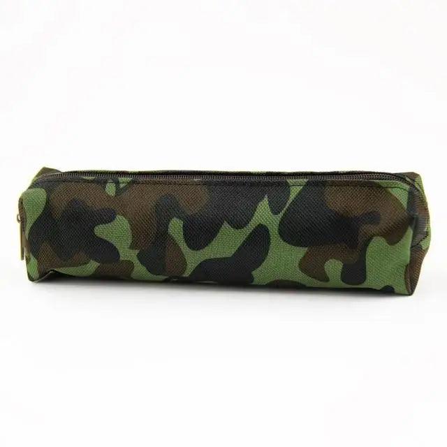 Green camouflage pencil case pouch with zip closure
