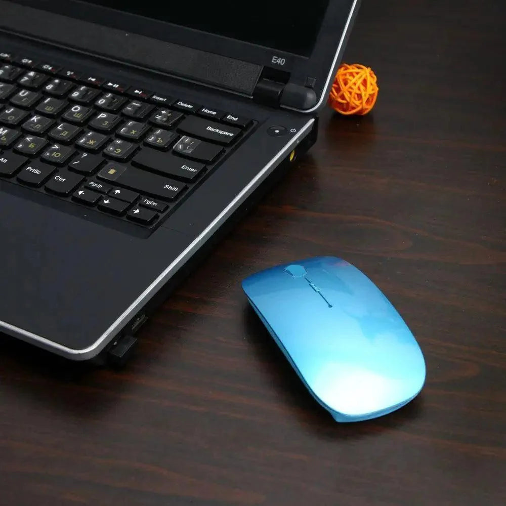 Blue wireless optical mouse with slim optical design