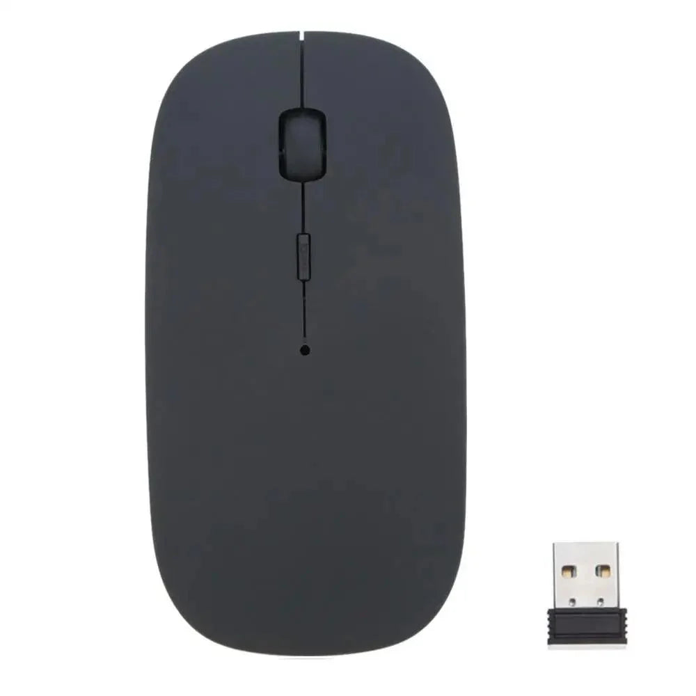 Black wireless optical mouse with USB receiver
