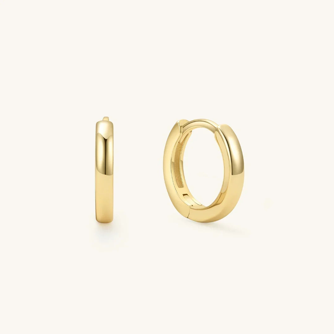 Gold-tone hinged hoop earrings, polished finish, pair
