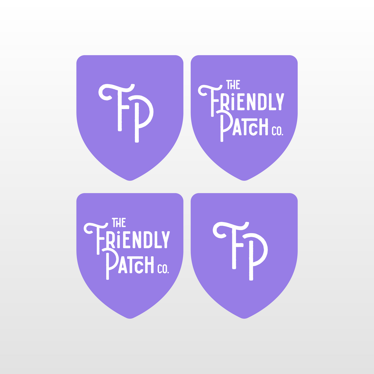The Friendly Patch co shield logo icons in purple