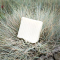 White tallow soap bar, rectangular with ridged sides