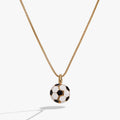 Gold soccer ball locket necklace with small pendant on a fine chain