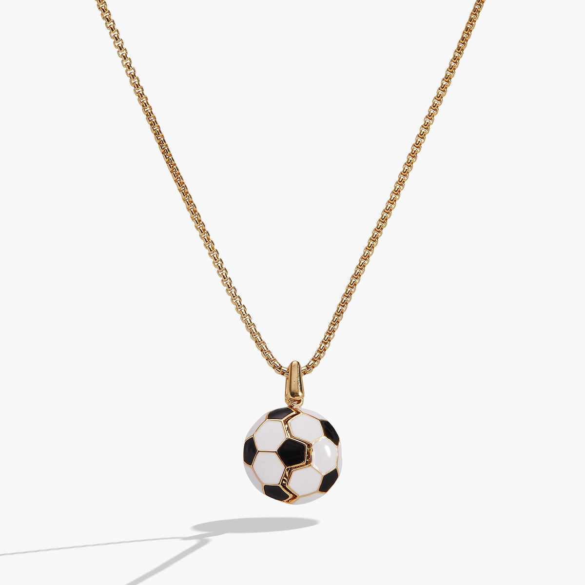 Gold soccer ball locket necklace with small pendant on a fine chain